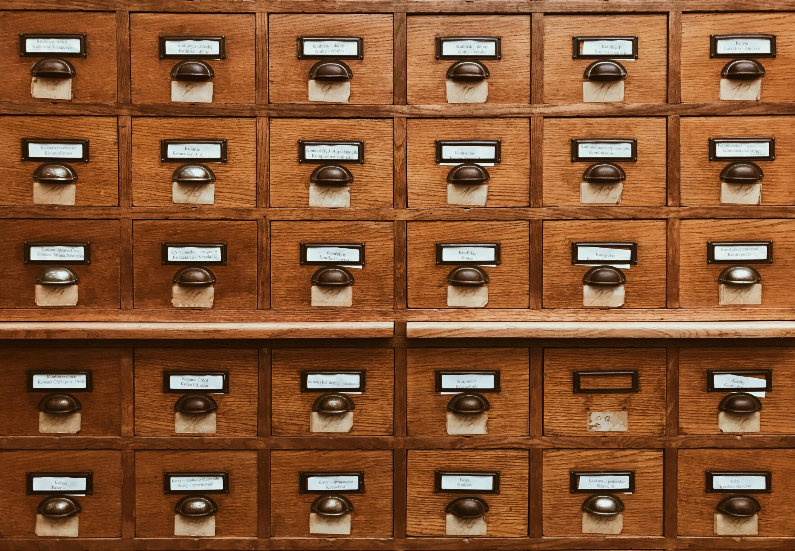 Photo of card catalogue by Jan Antonin Kolar from Unsplash